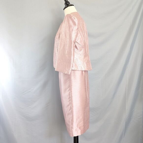 Alex Evenings Petite 4P Pink Shimmer Beaded Dress Jacket 2-PC Formal Cocktail - Picture 13 of 16